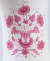 4 darabos Hollóházi lila virág mintás tálaló készlet. Kézzel festett, jelzett, hibátlanok sütemény k...