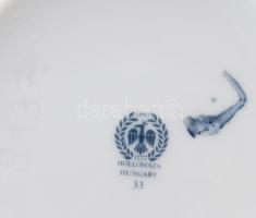 4 darabos Hollóházi lila virág mintás tálaló készlet. Kézzel festett, jelzett, hibátlanok sütemény k...