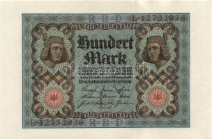 Német Birodalom / Weimari Köztársaság 1920. 100M (4x) nyolcjegyű, egymás utáni sorszámokkal T:I