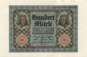 Német Birodalom / Weimari Köztársaság 1920. 100M (4x) nyolcjegyű, egymás utáni sorszámokkal T:I