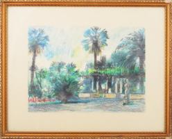 Gádor Emil (1911-1998): Balatonfüredi részlet. Pasztell, papír, jelzés nélkül. Dekoratív, üvegezett,...