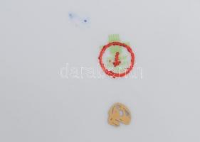 Zsolnay Pompadour mintás süteményes készlet. Jelzett, teljes, hibátlan, d: 23,5 cm