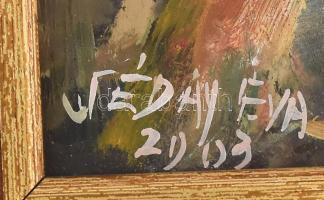 Séday Éva (1929-2011): Tanya. Olaj, farost, jelzett. Dekoratív fakeretben, 21,5×34,5 cm