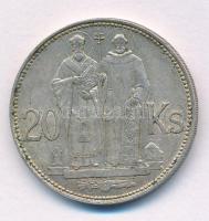 Szlovákia 1941. 20K Ag &quot;Cirill és Metód&quot; T:XF,VF patina, kis ph. Slovakia 1941. 20 Korun Ag &quot;St. Kyrill and St. Methodius&quot; C:XF,VF patina, small edge error Krause KM#7.1