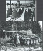 cca 1945 Tank és tankcsapda a II. világháborúból, 2 db modern nagyítás, jelzés nélkül, 15x21 cm és 10x15 cm