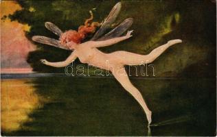 Libelle / Erotic nude lady art postcard s: Penot (EK)