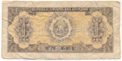 Románia 1952. 1L T:VG Romania 1952. 1 Leu C:VG