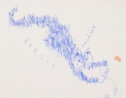 Szántó Piroska (1913-1998): autográf dedikációja és macskát ábrázoló rajza ofszetnyomatokat tartalma...