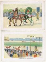 6 db RÉGI magyar humoros lóversenyes képeslap vegyes minőségben / 6 pre-1945 Hungarian postcards in ...