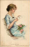 Stating His Case. American Girl No. 48. Lady art postcard. Edward Gross Co. s: Pearle Fidler LeMunyan (EK)