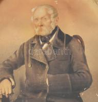 cca 1860 Magyary-Kossa Sámuel (1781-1866), Tolna megye első alispánja portréja. Akvarell, papír, jel...