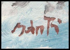 Bánfi jelzéssel: Tank és két katona. Olaj, karton. 21x29 cm