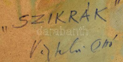 Vágfalvi Ottó (1925-2015): "Szikrák" (Balaton). Olaj, farost, jelezve jobbra lent. Hátolda...