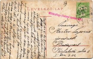 1916 Pozsony, Pressburg, Bratislava; Vörös vasúti híd, gőzmozdony, vonat / Rothe Brücke / Cerveny mo...