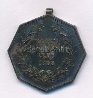 1903. &quot;Kassai Atletikai Club 1903 / Ép ész edzett testben él&quot; jelzett Ag sport emlékérem füllel, &quot;SGA&quot; gyártói és fémjellel (13,24g/0.800/33mm) T:AU,XF patina