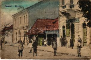 1940 Naszód, Nasaud; Fő utca, Selmeczky Imre üzlete / main street, shops (EK)