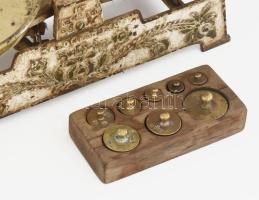 Salgótarjáni mérleg, réz tálcákkal + réz súly szett