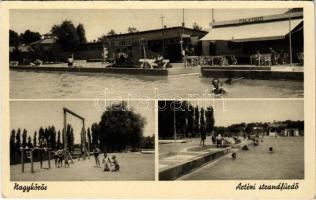 1940 Nagykőrös, Artézi strandfürdő, falatozó, játszótér (EK)