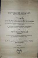 1943 Erzsébet kir. Tudományegyetem jogi doktori oklevél + német birodalmi honosítási okirat