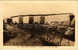 Novogeorgievsk, Nowo Georgiewsk (Modlin); Fortmauer mit Drahthindernissen / WWI military, fortress, wall with wire barriers (small tear)