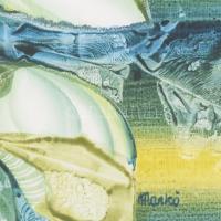 Markó Erzsébet (1947-): Éj. Olaj, farost, jelezve jobbra lent, hátoldalán Szépia Alkotóközössé címké...