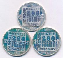 1985. 200Ft Ag (3xklf, kapszulában) "Természetvédelem - Mocsári Teknős, Vadmacska, Vidra" ...