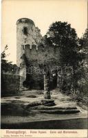 Chojnik, Kynast (Karkonosze, Riesengebirge); Ruine Kynast, Turm und Martersäule / castle ruins