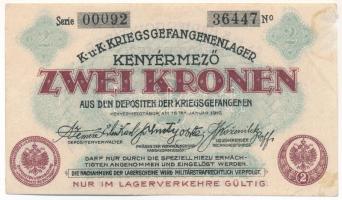 Kenyérmező / Hadifogolytábor 1916. január 15. 2K arab sorozat- és sorszámmal T:VF kis papírhiány Ada...