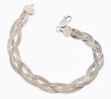 Ezüst(Ag) fonott karkötő, jelzett, h: 19 cm, nettó: 8,8 g