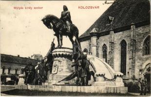 1911 Kolozsvár, Cluj; Mátyás király szobor / monument (Rb)