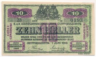 Ostffyasszonyfa / Hadifogolytábor 1916. június 1. 10f arab sorozat- és sorszámmal T:AU Hungary / Ost...