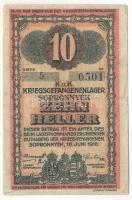 Sopronnyék / hadifogolytábor 1916. június 16. 10f arab sorozat- és sorszám T:F Adamo HHP-1.2