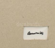 Borsos Miklós (1906-1990): Négy paripa és férfi. Rézkarc, papír, jelzett a karcon és a hátoldalán bé...