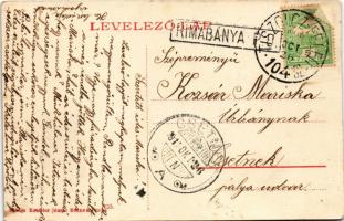 1912 Tiszolc, Tisovec; Fogaskerekű vasúti híd, "Fogasrúd kezdet" tábla. Kreisler József ki...