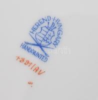 Herendi zöld Apponyi mintás fonott tálka. Kézzel festett, jelzett, hibátlan 12x17 cm