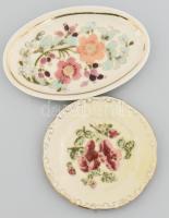 2 db Zsolnay virág mintás tálka. Kézzel festett, jelzett, hibátlan 8-11 cm