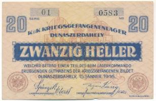Dunaszerdahely / hadifogolytábor 1916. január 15. 20f "01 0583" T:VF / Hungary / Dunaszerd...
