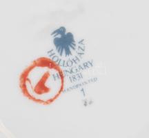 Hollóházi virág mintás cukordoboz. Kézzel festett, jelzett, hibátlan d: 13 cm, m: 12 cm