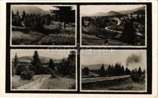 1943 Marosfő, Izvoru Muresului; részletek, gőzmozdony, vonat. Siesta pensio kiadása / multi-view postcard with locomotive, train (EK)