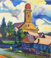 Ziffer Sándor jelzéssel. Nagybányai részlet. Olaj, vászon. Dekoratív fakeretben. 60x80 cm