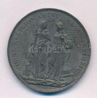 Ausztria 1849. &quot;Nincs szabadság vallás nélkül / Az 1849-es Alkotmány emlékére&quot; Sn emlékérem. Szign.:Rabausch F. (40mm) T:XF,VF ph Austria 1849. &quot;Ohne Religion Keine Wahre Freiheit / Oesterreichs gesammt Monarchie durch die Verfassung vom 4 Marz 1849 wiedergeboren&quot; Sn commemorative medallion. Sign.:Rabausch F. (40mm) C:XF,VF edge error