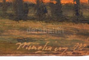 Munkácsy M jelzéssel: Naplemente. Olaj, fa. Hátoldalán hagyatéki bélyegzővel (elmosódott felirattal,...