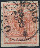 1850 3kr HP III lemezhibás bélyeg &quot;OEDENBURG&quot;