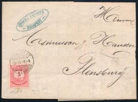 1879 5kr teljes levélen &quot;BUDAPEST / LIPÓTVÁROS&quot; - Flensburg (Németország)