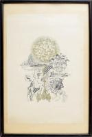 Ábrahám Rafael (1929-2014):: Világrobbanás. Szitanyomat, papír, jelzett. Dekoratív üvegezett fakeret...