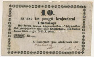 Hű-Szeben 1849. június 10. 10kr utalvány T:VG Adamo KSZ-2.2