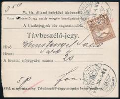 1911 Turul 20f távbeszélő jegyen, &quot;&quot;NAGYSALLÓ&quot;