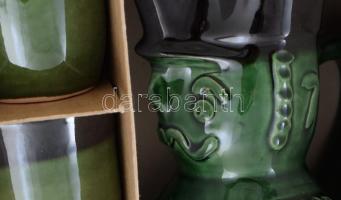 Dél-Alföldi miskakancsós boros készlet, dobozában, m: 19,5 cm alatt