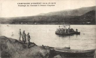 Passage du Vardar a Demir Capous / WWI balkan military camp, river Vardar, Első világháborús balkáni katonai tábor, átkelés a Vardar folyón