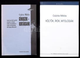 Csűrös Miklós 2 műve. Mind a kettő szerző, Csűrös Miklós (1944-2015) irodalomtörténész által Mohás Lívia (1928-2024) pszichológus, József Attila-díjas írónak DEDIKÁLT példány.   Költők, írók, mitológiák. Vízjel. Miskolc, 2004, Felsőmagyarország Kiadó. Kiadói papírkötés.;   Géniuszok - kortársak. Fülep Lajos - Kodolányi János - Költők prózája. Bp., 1995, Széphalom. Kiadói papírkötés, hullámos lapokkal.